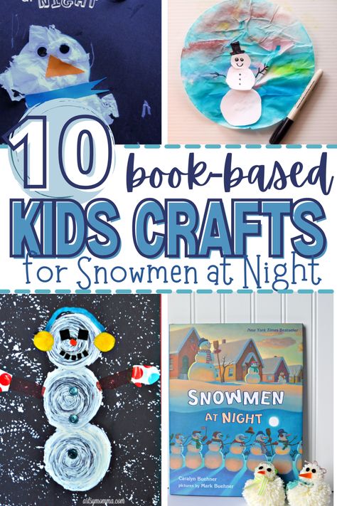 These cute Snowmen at Night crafts will be perfect for a winter afternoon activity. You’ll find cute art projects for all different ages. Snowmen At Night Activities, Kindergarten Art Activities, Cute Art Projects, Family Literacy Night, Snowmen At Night, January Art, Cute Snowmen, Snowmen Activities, January Activities