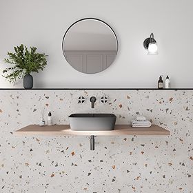 Terrazzo Backsplash Bathroom, Terrazzo Flooring Bathroom, White Terrazzo Bathroom, Terrazzo Toilet, Terrazzo Floor Bathroom, Terrazzo Tile Bathroom, Terrazzo Bathroom Floor, Terrazzo Bathroom Tiles, Terrazzo Bathroom Design