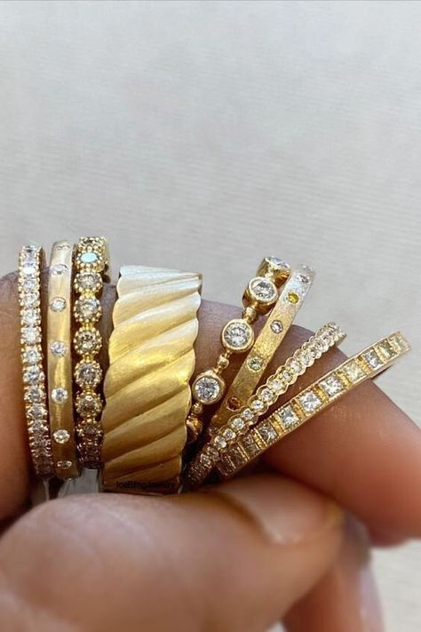 Corporate Woman, Eternity Band Stack, Jewellery Project, Louise Vuitton, Beads Ideas, Gold Digger, Bold Accessories, Stacking Bands, Engagement Band