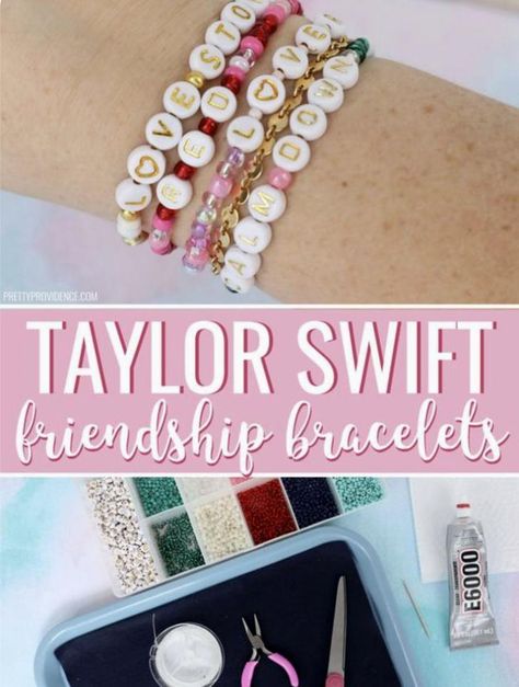 Follow this easy tutorial to make DIY Taylor Swift friendship bracelets inspired by your favorite songs and albums! Trade friendship bracelets, friendship bracelet ideas, beaded bracelet pattern ideas assorted beads silicone bead kit bead art kit stretch bracelet kit fimo heishi bead kit beginner bead kit Patterns & How To Kits Friendship Bracelet Supplies, Friendship Bracelets Beads Diy, How To Friendship Bracelets Tutorials, Diy Taylor Swift Friendship Bracelets, Diy Heishi Bead Bracelet Tutorial, Taylor Swift Eras Friendship Bracelets, How To Make Taylor Swift Bracelets, Friendship Bead Bracelets Ideas, Taylor Swift Bracelets Diy