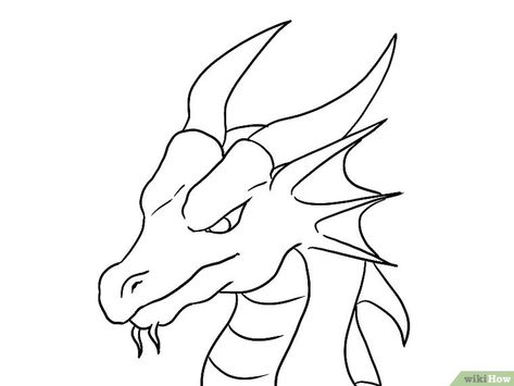 How to Draw a Dragon Head (with Pictures) - wikiHow Simple Dragon Drawing, Dragon Head Drawing, Draw A Dragon, Easy Dragon Drawings, Drawing Dragon, Female Face Drawing, Easy Drawing Steps, Dragon Face, Drawing Tutorials For Beginners