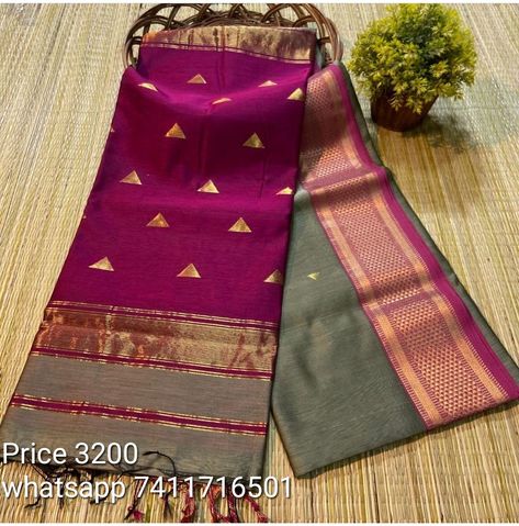 Maheshwari handwoven triangle butta saree, cotton silk with Blouse #silksarees #maheswari #maroon Saree Cotton Silk, Saree Cotton, Cotton Silk, Silk Sarees, Hand Weaving, Saree, Silk, Quick Saves