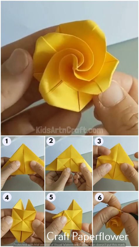 Crafting-ideas crafts ideas crafted gifts Rose Origami Tutorial Easy, Rose Origami Tutorial, Origami Flowers Easy Step By Step, Origami Rose Step By Step, Origami Rose Easy, Rose En Origami, Easy Origami Rose, Origami Roses, Folded Paper Flowers