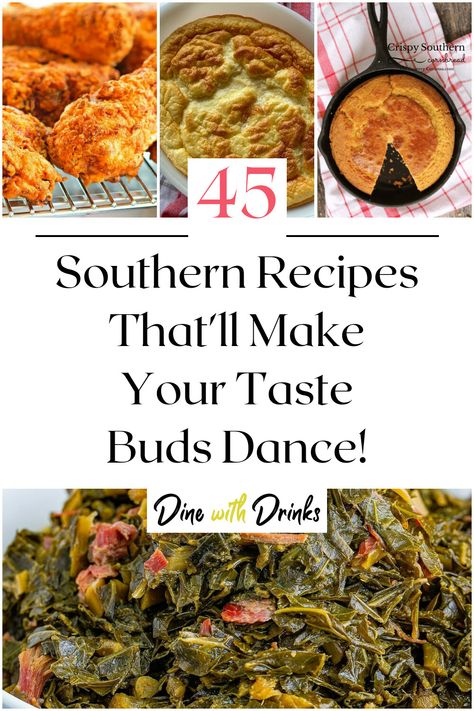 Collage of 4 southern recipes. Carolina Caviar Recipe, Southern Cooking Soul Food, Fish Biscuits, Cooking Soul Food, Heart Of Dixie, Southern Comfort Recipes, Classic Southern Recipes, Southern Cooking Recipes, Southern Dinner