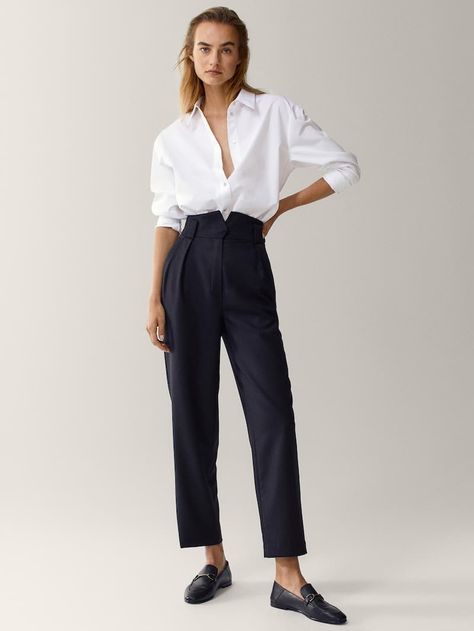 Polo Ralph Lauren Women Outfits, White Shirt Outfits, Massimo Dutti Women, Wool Coat Women, Minimal Outfit, Trend Fashion, Fashion 2020, White Shirts, Business Outfits