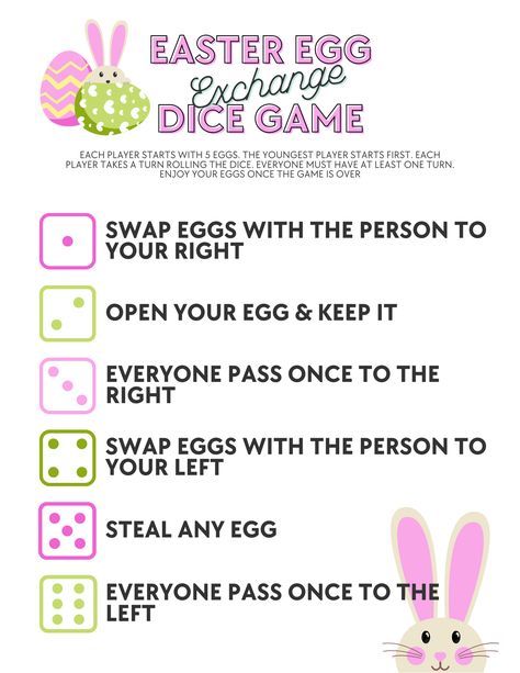 Gather friends and family and bring a dice and your Easter Eggs to have fun with the Easter Egg ... Candy Dice Game Free Printable, Easter Dice Game, Candy Dice Game, Printable Easter Activities, Easter Party Games, Egg Game, Easter Egg Candy, Candy Games, Easter Activities For Kids