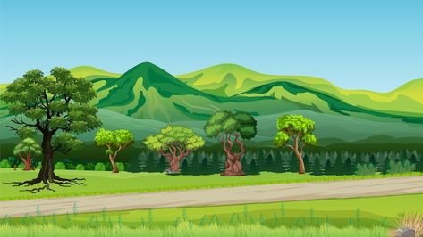 Vector mountain jungle cartoon backgroun... | Premium Vector #Freepik #vector #sky #blue #wood #nature Cartoon Jungle Background, Mountain Jungle, Cartoon Jungle, Jungle Images, Jungle Cartoon, Cartoon Mountain, Mountain Vector, Free Cartoon Characters, Vector Mountain