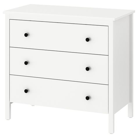 KOPPANG 3-drawer chest, white, 353/8x325/8" Of course your home should be a safe place for the entire family. That’s why hardware is included so that you can attach the chest of drawers to the wall. Ikea Hemnes Dresser, Hemnes Dresser, Furniture Overlays, White Chest Of Drawers, Kallax Regal, White Chest, Ikea Hemnes, White Chests, 3 Drawer Chest