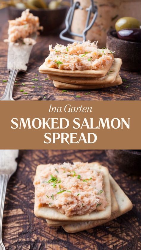 Ina Garten Smoked Salmon Spread Salmon Spread Cream Cheese, Smoked Salmon Cheese Ball, Salmon Spread Recipes, Salmon Appetizers For Party, Smoked Salmon Filet, Recipes With Smoked Salmon, Salmon Dip Cream Cheese, Salmon Pinwheel, Salmon Side Dishes