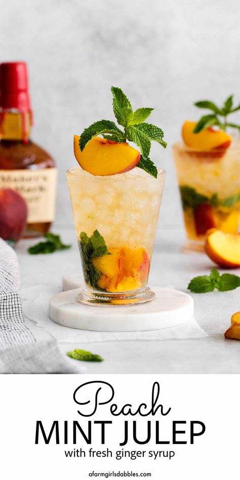 Peach Cocktail Recipe, Mint Julep Cocktail, Bourbon Cocktail Recipe, Mint Julep Recipe, Peach Vodka, Mint Cocktails, Peach Cocktail, Summer Drinks Alcohol, Pineapple Cocktail