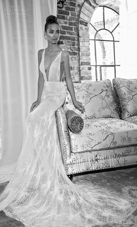 Weddinginspirasi.com featuring - elihav sasson 2019 bridal sleeveless deep plunging v neck full embellishment side open sexy elegant sheath fit and flare wedding dress chapel train (23) mv -- Elihav Sasson 2019 Wedding Dresses #wedding #weddings #bridal #weddingdress #weddingdresses #bride #fashion #label:ElihavSasson #week:312018 #year:2019 ~ Elihav Sasson, Halter Top Wedding Dress, Flare Wedding Dress, Wedding Inspirasi, Wedding Dresses Cinderella, Fit And Flare Wedding Dress, Occasion Dresses Wedding, Back Wedding Dress, V Neck Wedding Dress