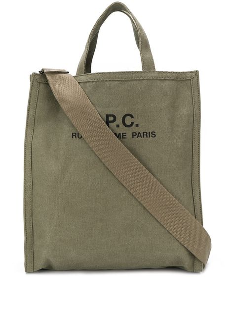 A.P.C. A.P.C. LOGO CANVAS TOTE BAG - GREEN. #a.p.c. #bags #shoulder bags #hand bags #canvas #tote #cotton Apc Bag, Jean Touitou, Latest Bags, Miu Miu Shoes, Crossbody Tote Bag, C Logo, Bag Green, Shopper Tote, Crossbody Tote