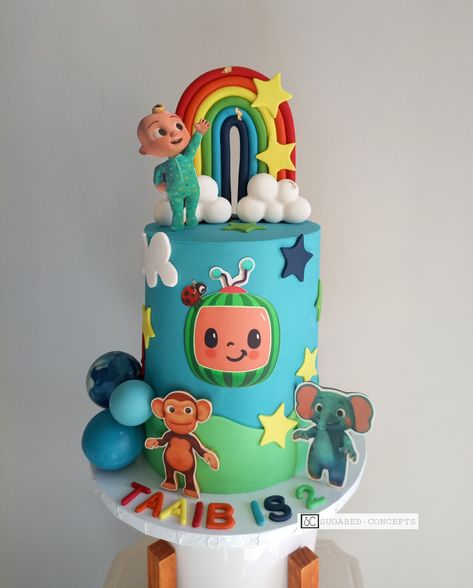 Cocomelon Theme Cake, Cocomelon 1st Birthday, Cocomelon Birthday Cake, 2nd Birthday Cake Boy, Birthday Cake Rainbow, First Birthday Decorations Boy, Birthday Cocomelon, Cocomelon Theme, Cocomelon Cake