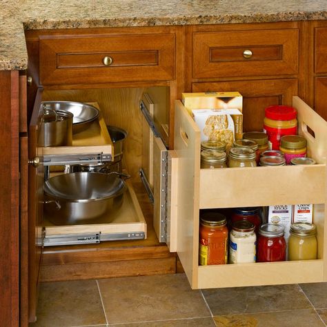 Blind Corner Cabinet Solutions, Corner Cabinet Solutions, Blind Corner Cabinet, Corner Kitchen Cabinet, Corner Kitchen, Living Room Blinds, Refacing Kitchen Cabinets, Diy Blinds, House Blinds