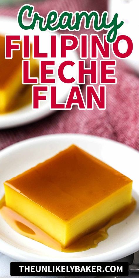 This easy recipe will give you the best creamy Filipino leche flan that’s smooth and silky, rich and decadent, and bubble-free. Perfect for the holidays! Check out the recipe with lots of tips for making perfect leche flan every time. Creamy Leche Flan Recipe, Filipino Flan Recipe, Philippines Food Filipino Desserts, Baked Leche Flan Recipe, Healthy Flan Recipe, Filipino Dishes Recipe, Leche Flan Recipe Philippines, Filipino Leche Flan Recipe, Gooey Recipes