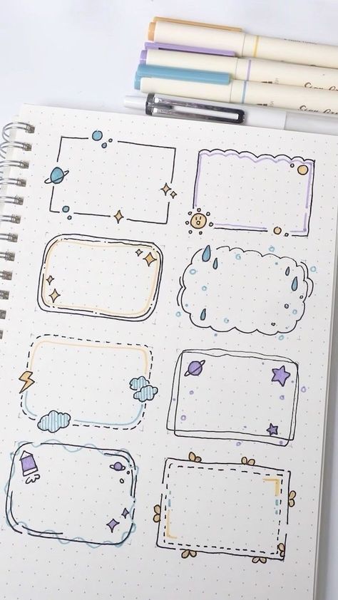 Corner Doodles Easy, Corner Doodle Ideas, Borders For Paper Design Ideas Aesthetic, Doodle Corner Ideas, Bullet Journal Borders Frames, Concept Map Design Ideas, Concept Notes Design Ideas, Journal Decoration Ideas Notebooks, Notebook Border Design Ideas