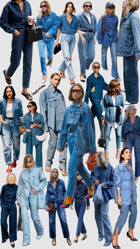 #doubledenim #denimstyle #styleinspo #styleinspiration #denim Double Denim Outfit Aesthetic, Double Denim Aesthetic, Oversize Denim Shirt Outfit, Double Denim 90s, Ss25 Fashion Trends, 90s Denim Outfit, Denim Outfit Aesthetic, Total Denim Outfit, 2024 Denim