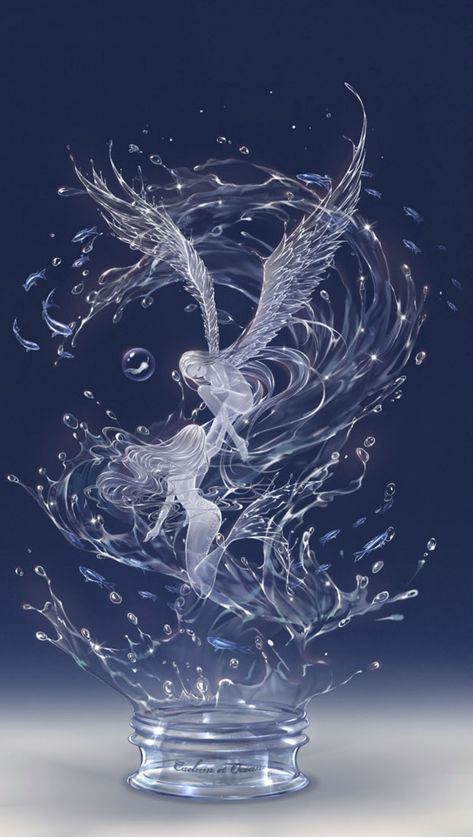 Personaje Fantasy, Water Fairy, Soyut Sanat Tabloları, Seni 3d, Water Art, Crystal Figurines, Tapeta Pro Iphone, 판타지 아트, Fairy Art