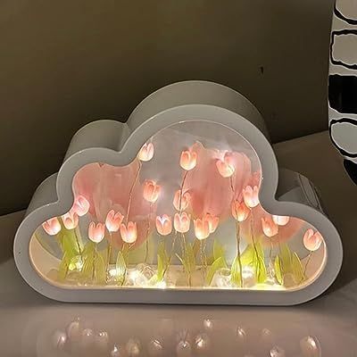 Darzheoy DIY Tulip Night Light Tulip Mirror, Tulip Table Lamp, Spiegel Diy, Cloud Mirror, Tulip Lamp, Cloud Lamp, Diy Clouds, Pikachu Art, Flower Bedroom