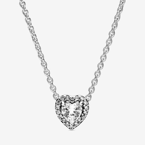 Elevated Heart Necklace | Pandora US Elevated Heart Necklace, Pandora Heart, Pandora Necklace, Bracelet Tennis, Sterling Silver Heart Necklace, Pandora Hearts, Healing Heart, Bettie Page, Bracelet Cuir