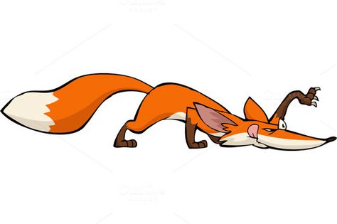 Crouching fox by dedmazay on Creative Market Cunning Fox, Cartoon Fun, Fox Drawing, Character Mascot, Manualidades Halloween, Cute Drawing, Illustration Painting, Fun Cute, Pluto The Dog