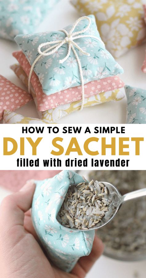 How To Use Up Fabric Scraps, Homemade Drawer Sachets, Diy Lavender Sachet Bags, How To Make Sachets, Fabric Things To Make And Sell, Lavender Drawer Sachets, Scent Sachet Diy, Drawer Sachet Diy, Sachet Bags Diy