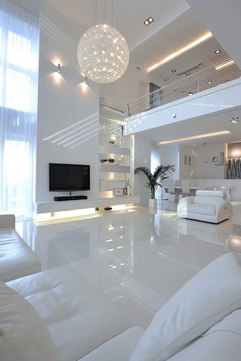 Transform Your Space: 20 Modern Living Room Ideas for a Luxurious White Interior تصميم داخلي فاخر, تصميم للمنزل العصري, Dream Apartment Decor, Dream House Rooms, Luxury Homes Interior, Luxury Homes Dream Houses, Dream House Interior, Design Your Dream House, White Furniture