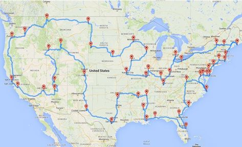 Map Of The Most Perfect US Road Trip, According To Science. – InspireMore Usa Road Trip Map, West Baden Springs Hotel, United States Road Trip, Travel United States, Craters Of The Moon, Carlsbad Caverns National Park, Road Trip Map, Rv Road Trip, Road Trip Routes