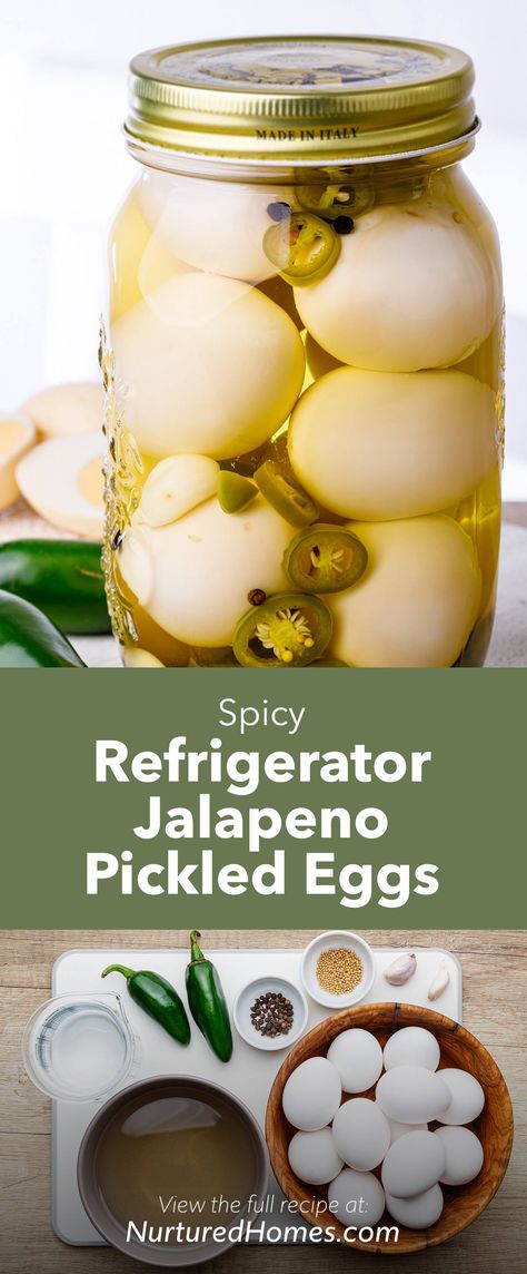 Spicy Jalapeno Pickled Eggs (These Are So Addictive!) - Nurtured Homes Jalapeno Pickled, Pickling Veggies, Best Pickled Eggs, Spicy Pickled Eggs, Beet Eggs, Picked Eggs, Pickled Fruit, Pickled Eggs Recipe, Quick Pickle