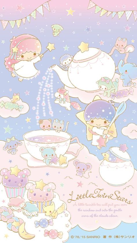 Sanrio Wallpaper, Hello Kitty My Melody, Twin Stars, Star Wallpaper, Hello Kitty Collection, Kawaii Shop, 판타지 아트, Little Twin Stars, Kawaii Wallpaper