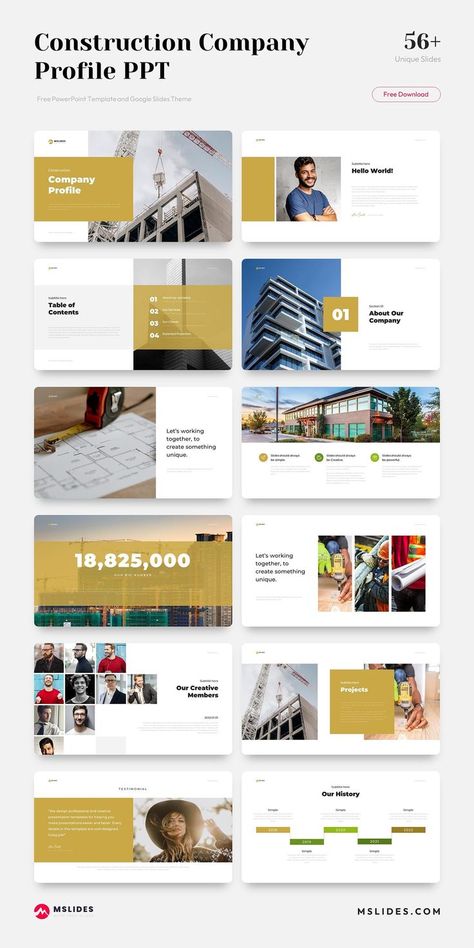 Company Deck Design, Company Profile Construction Business, Construction Profile Design, Construction Company Portfolio, Company Profile Ppt Design, Construction Portfolio Design, Company Presentation Template, Company Profile Presentation Design, Construction Company Profile Template