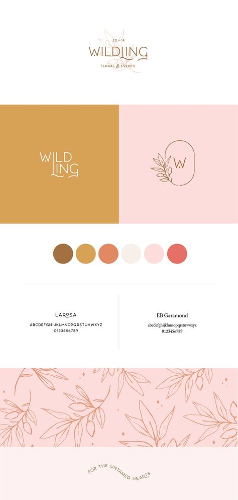 Boho Logo Inspiration, Pink And Gold Branding, Boho Logo Design Inspiration, Event Logo Ideas, Events Company Logo, Boho Branding Inspiration, Boho Branding Logo, Gold Branding Design, Soft Graphic Design