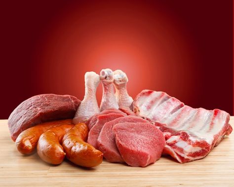 Fresh raw meat on background | Premium Photo #Freepik #photo #butcher-shop #butcher #meat-shop #butchery Meat Background, Carnicerias Ideas, Drawing Body Proportions, Meat Art, Meat Butcher, Catering Design, Store Flyers, Muscle Building Foods, Premium Meat