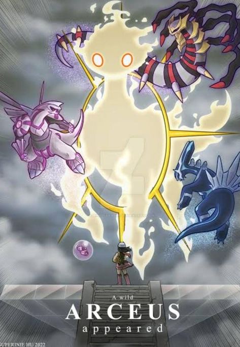 Legends Arceus Characters, Fan Made Legendary Pokemon, Pokemon Giratina Art, Area Zero Pokemon, Arceus Dialga Palkia Giratina, Arceus Fanart, Monkey Pokemon, Beta Arceus, Hisuian Decidueye