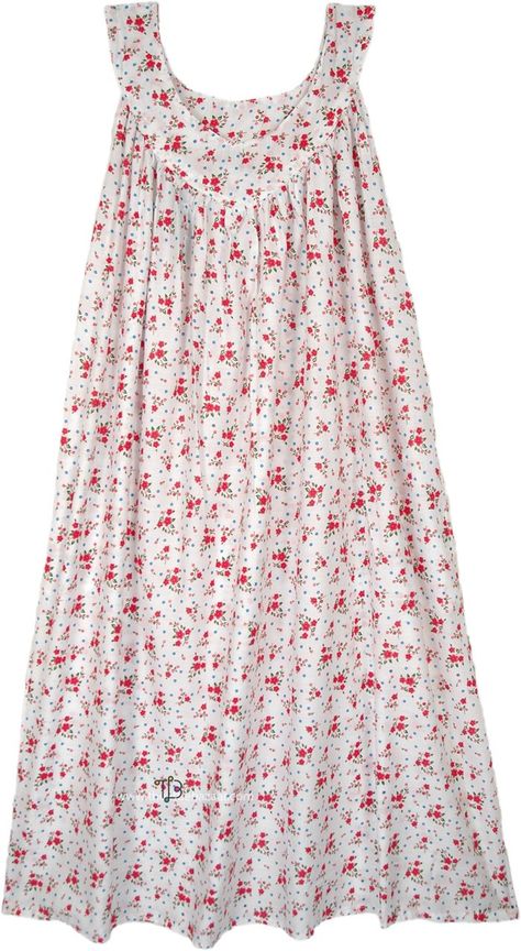 A pink floral print on a white, cotton, light weight summer night dress.  A dress to wear around the house or on the beach or for a good night`s sleep in cool comfortable pre cotton. #tlb #Sleeveless #XLPlus #Pocket #Floral #Printed #FloralDress #EasyCottonDress #CottonDressforSummer #CottonNightDress #CottonWomenNightWear Night Dress For Women Cotton, Night Gown Cotton, Night Dress Cotton, Summer Night Dress, Nighty Night Dress, Women Nightwear Dresses, Nightwear Fashion, Floral Nightgown, Night Wear Dress