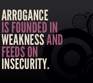 Insecurity is the root of arrogance. People who come off as arrogant are placing their security in themselves instead of giving glory to God who created them,  blessed them, and gave them His righteousness. Conceited People, Arrogance Quotes, Arrogant People, Stand Your Ground, Neon Words, Soul Quotes, Empowerment Quotes, Word Up, People Quotes