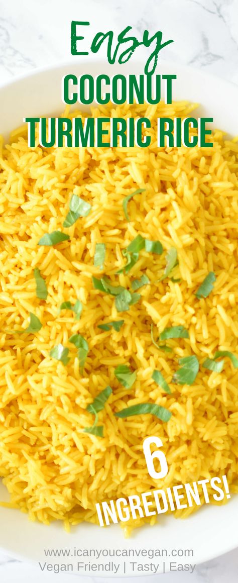 Coconut Turmeric Rice, Turmeric Rice Recipe, Coconut Milk Rice, Basmati Rice Recipes, Turmeric Rice, Coconut Rice Recipe, Rice Side Dish Recipes, Fest Mad, Rice Side