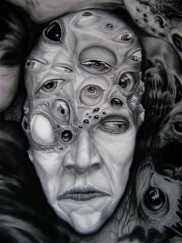 Surrealistic Horror by Jason Stewart Soul Gazing, Art Sinistre, Twisted Art, Distortion Art, Art Bizarre, Drawing Eyes, Art Noir, Psy Art, Dark Art Drawings