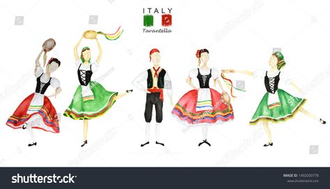 Dancers in national costume an Italian tarantella with a tambourine on white background. Set of Woman and man dancer i #Ad , #affiliate, #white#tambourine#Set#background Italian Culture Traditional Dresses, Tarantella Costume, Italian Traditional Dress, Set Background, Dancing Costumes, Costumes Around The World, Dance Project, Art Outfits, Italian Dress