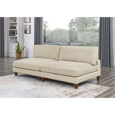 Latitude Run® 89'' Upholstered Loveseat | Wayfair Armless Sofa Living Room, Modular Loveseat, Sofa Inspiration, Armless Loveseat, Armless Sofa, Room Seating, Corduroy Fabric, Movie Nights, Armless Chair