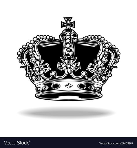 King Tattoo Men Crowns, Kings Crown Drawing, Kings Crown Tattoo, Crown Tattoo Stencil, Crown Types, Diamond Crown Tattoo, Black And White Crown, Crown Black And White, King Crown Drawing