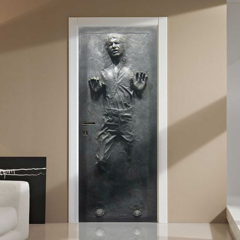 Lifesize Star Wars Han Solo Frozen In Carbonite Wall/Door Decal Star Wars Zimmer, Decoracion Star Wars, Han Solo In Carbonite, Star Wars Bathroom, Deur Sticker, Han Solo Carbonite, Star Wars Bedroom, Star Wars Room, Star Wars Han Solo