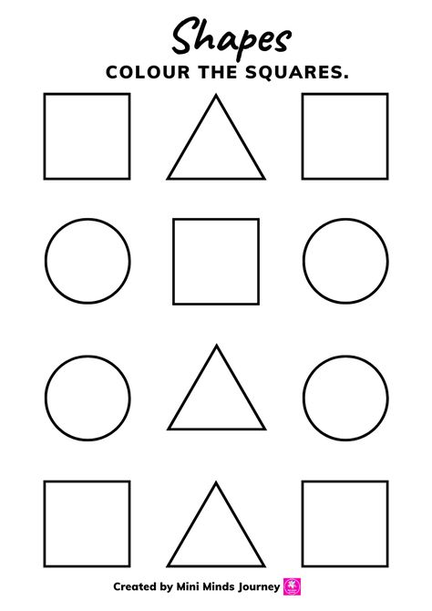 Colour the square shape worksheet for kids toddlers nursery kindergarten jkg lkg moms parents Teachers school activity sheet Nursery Colouring Worksheet, Square Worksheet Kindergarten, Kindergarten Worksheets Shapes, Square Shape Worksheets For Preschool, Colours Worksheet For Kindergarten, Maths Worksheet For Nursery Kids, Square Worksheets Preschool, Square Activities For Preschool, Pre Nursery Worksheets