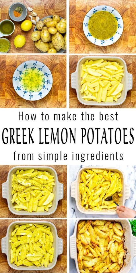 Lemony Side Dishes, Lemon Dinner Recipes Vegetarian, Lemon Meals Easy Recipes, Meals With Lemon, Dinners With Lemon, Vegan Greek Potatoes, Vegetarian Dinner With Potatoes, Vegan Greek Food Recipes, Easy Greek Lemon Potatoes