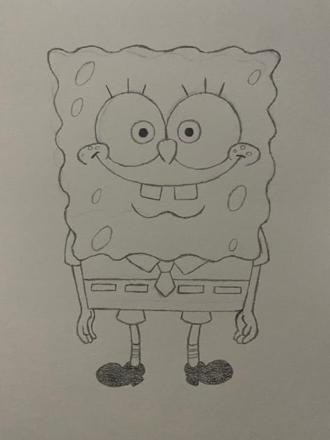 Fun Cartoons To Draw, Cool Spongebob Drawings, Sponge Bob Drawing Ideas, Sponge Bob Sketch, Things To Draw Spongebob, Spongebob Sketch, Spongebob Squarepants Drawing, Cartoon Drawing Ideas, Cartoon Characters Drawing