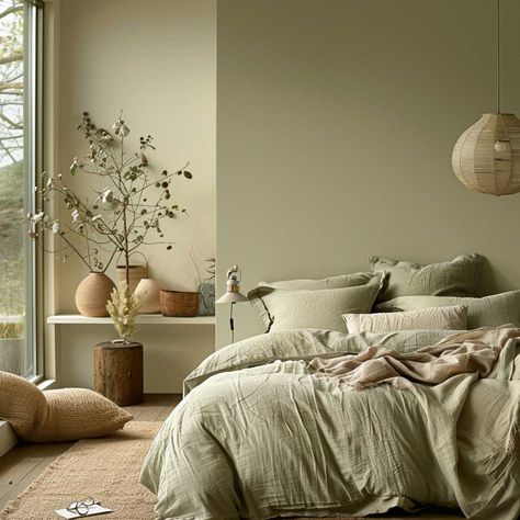 Find Your Perfect Palette Among the Latest Wall Colours • 333+ Art Images Niche Bedrooms, Astethic Room Decoration Ideas, Bedroom Inspirations Colour, Japandi Green Bedroom, Colours For Walls, Beige Walls Bedroom, Japandi Bedroom, Wall Colours, Bedroom Colour Palette