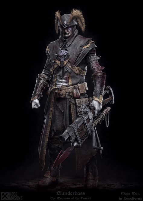 Blunderbass - Mega Man meets Bloodborne - ZBrushCentral Bloodborne Armor, Rogue Assassin, Demon Souls, Dynasty Warriors, 다크 판타지, Dark Soul, Bloodborne, The Revenant, Soul Art