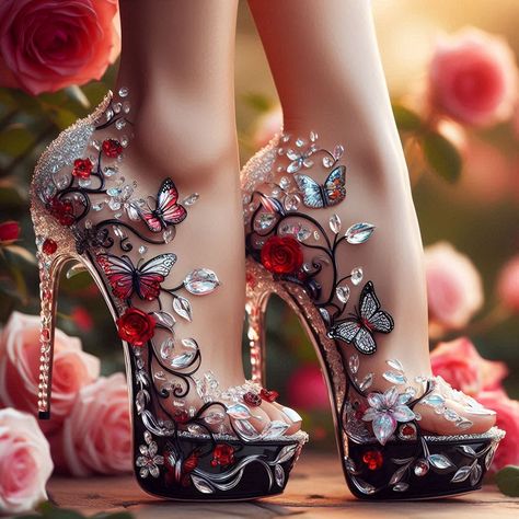 👠👠Beautiful glass heels for ladies👠👠Made with AI @Copyright by អាណាចក្រសម្រស់ [[ Beauty Empire ]] 🇰🇭 Fantasy Shoes Heels, Fantasy High Heels, Disney Heels, High Heels Design, Heels For Ladies, Disney Princess Shoes, Fantasy Shoes, Whimsical Shoes, Artistic Shoes