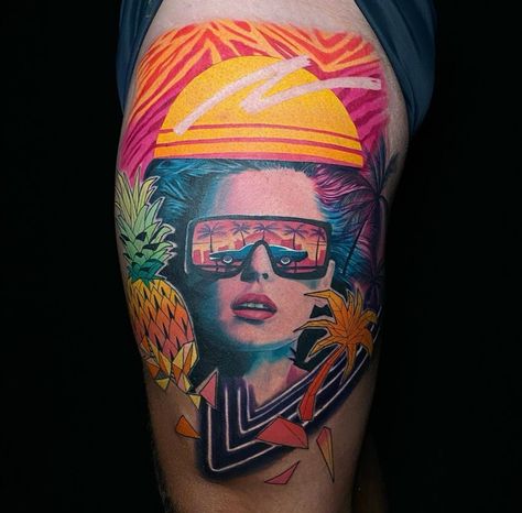 Miami Vice Tattoo, Vice Tattoo, Tattoos Color, Miami Vice, Art Tattoos, Miami Fashion, Word Tattoos, Color Tattoo, Body Art Tattoos