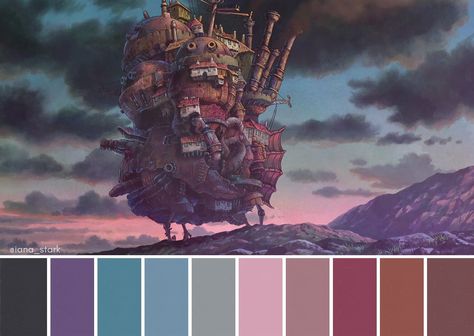 Howl Moving Castle Color Palette, Howls Moving Castle Palette, Studio Ghibli Color Pallete, Howls Moving Castle Colour Palette, Howl's Moving Castle Color Palette, Castle Color Pallete, Howls Moving Castle Color Pallete, Coraline Color Palette, Hobbit Color Palette